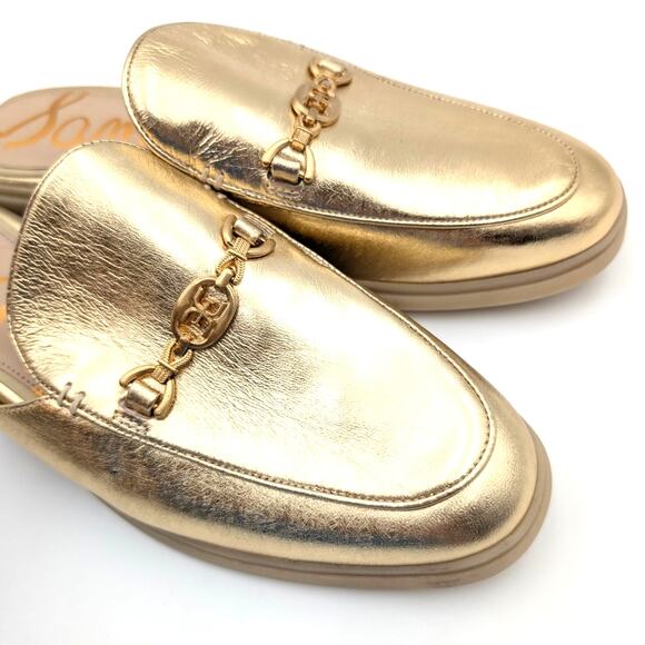 Sam Edelman Kira Slip On Mule Women's Logo Leather Gold Size US11M EU42 - Picture 11 of 12